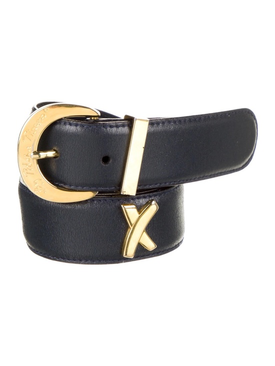Paloma Picasso Accessories - Paloma Picasso Leather Belt with Gold X Accents